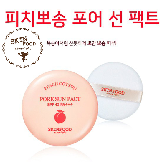 [Skinfood] Phấn nén kiềm dầu Skinfood Peach Cotton Pore Sun Pact SPF42 PA+++